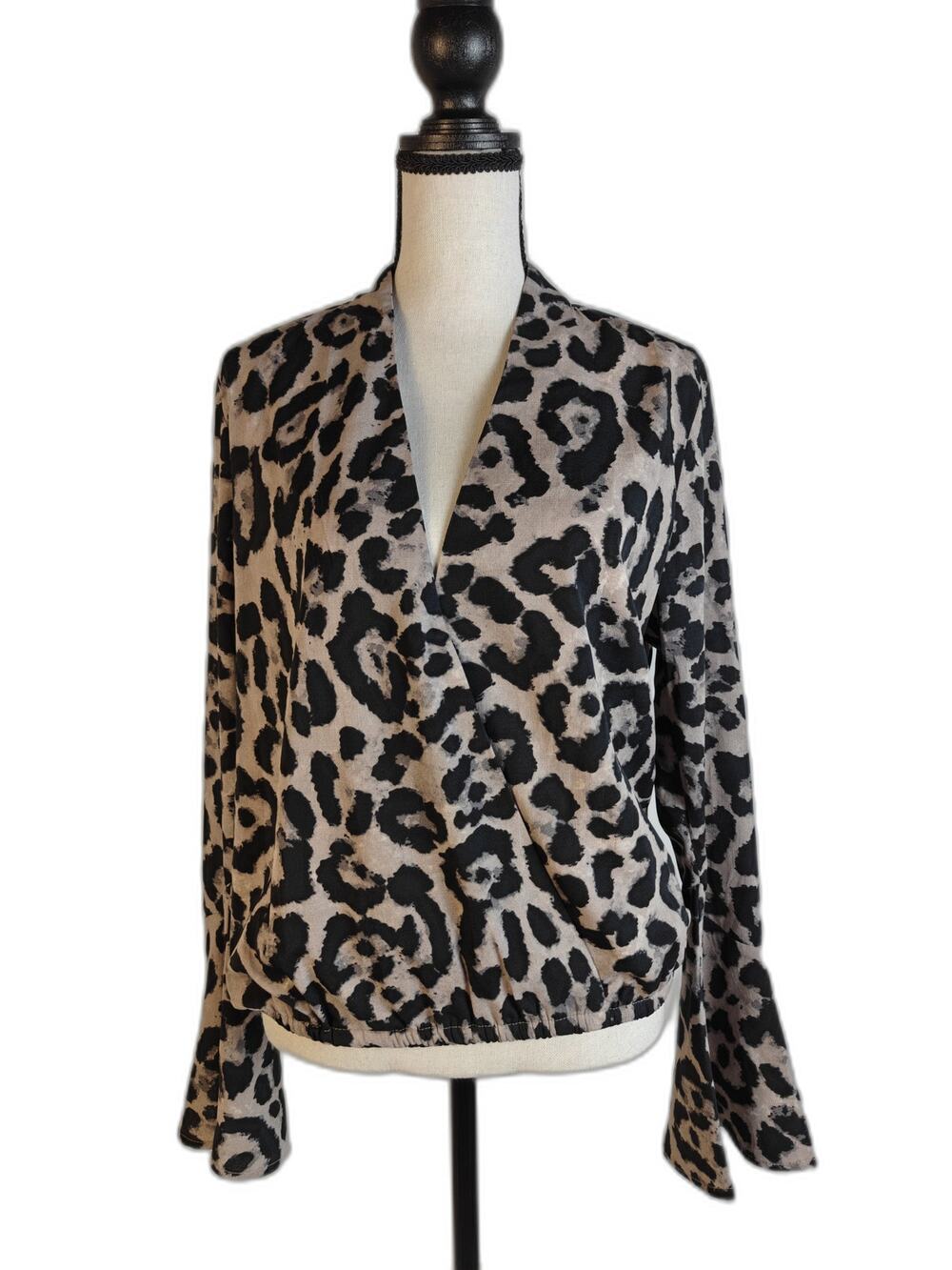 Women's, Storia, Surplice Blouse, Leopard Print, Small